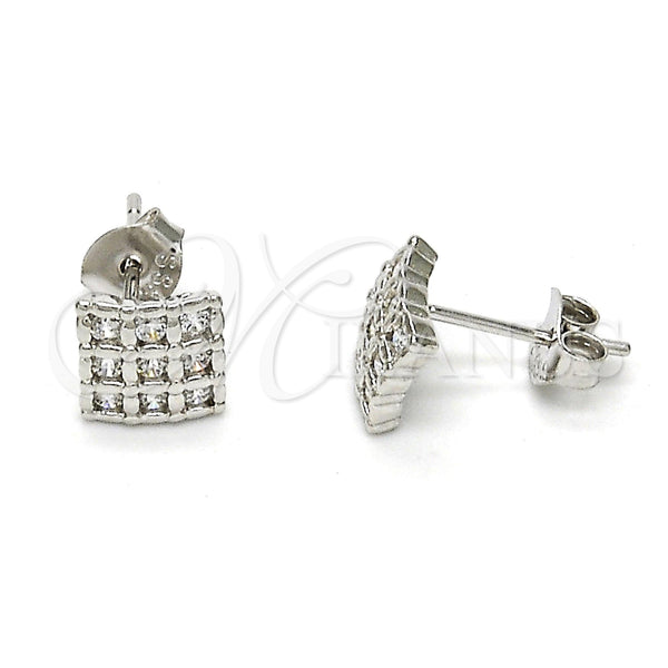 Arete Dormilona 02.285.0007 Plata Rodinada, con Blanca Zirconia Cubica, Pulido, Rodinado