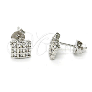 Arete Dormilona 02.285.0007 Plata Rodinada, con Blanca Zirconia Cubica, Pulido, Rodinado