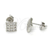 Arete Dormilona 02.285.0007 Plata Rodinada, con Zirconia Cubica Blanca, Pulido, Rodinado