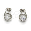 Arete Dormilona 02.285.0008 Plata Rodinada, Diseño de Gota, con Zirconia Cubica Blanca, Pulido, Rodinado