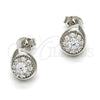 Arete Dormilona 02.285.0008 Plata Rodinada, Diseño de Gota, con Zirconia Cubica Blanca, Pulido, Rodinado