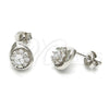 Arete Dormilona 02.285.0008 Plata Rodinada, Diseño de Gota, con Zirconia Cubica Blanca, Pulido, Rodinado