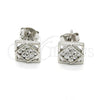 Arete Dormilona 02.285.0009 Plata Rodinada, con Zirconia Cubica Blanca, Pulido, Rodinado