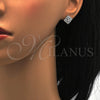 Arete Dormilona 02.285.0010 Plata Rodinada, Diseño de Flor, con Zirconia Cubica Blanca y Micro Pave Blanca, Pulido, Rodinado