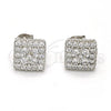 Arete Dormilona 02.285.0010 Plata Rodinada, Diseño de Flor, con Zirconia Cubica Blanca y Micro Pave Blanca, Pulido, Rodinado