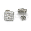 Arete Dormilona 02.285.0010 Plata Rodinada, Diseño de Flor, con Zirconia Cubica Blanca y Micro Pave Blanca, Pulido, Rodinado