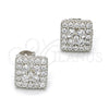 Arete Dormilona 02.285.0010 Plata Rodinada, Diseño de Flor, con Zirconia Cubica Blanca y Micro Pave Blanca, Pulido, Rodinado
