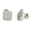 Arete Dormilona 02.285.0010 Plata Rodinada, Diseño de Flor, con Zirconia Cubica Blanca y Micro Pave Blanca, Pulido, Rodinado