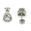 Arete Dormilona 02.285.0011 Plata Rodinada, con Zirconia Cubica Blanca y Cristal Blanca, Pulido, Rodinado