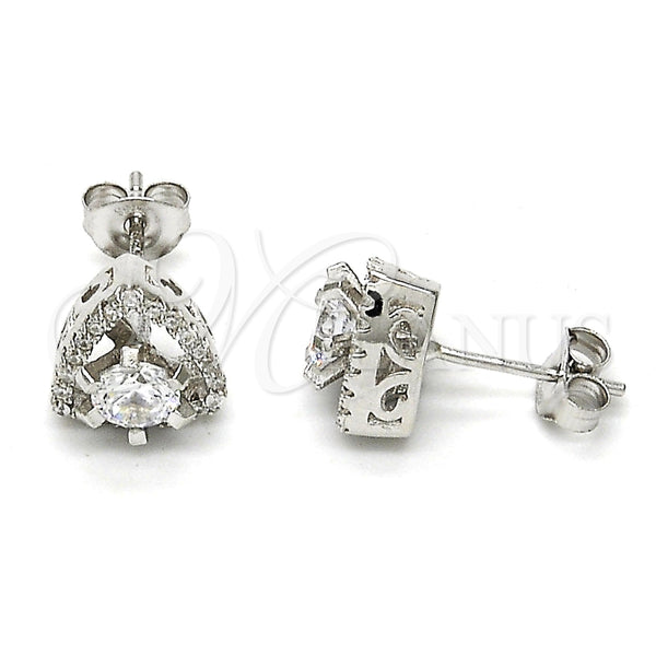 Arete Dormilona 02.285.0011 Plata Rodinada, con Zirconia Cubica Blanca y Cristal Blanca, Pulido, Rodinado