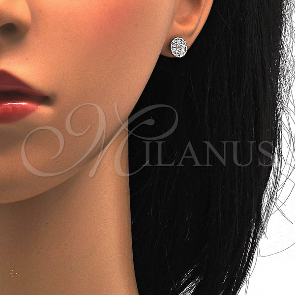 Arete Dormilona 02.285.0012 Plata Rodinada, con Zirconia Cubica Blanca, Pulido, Rodinado