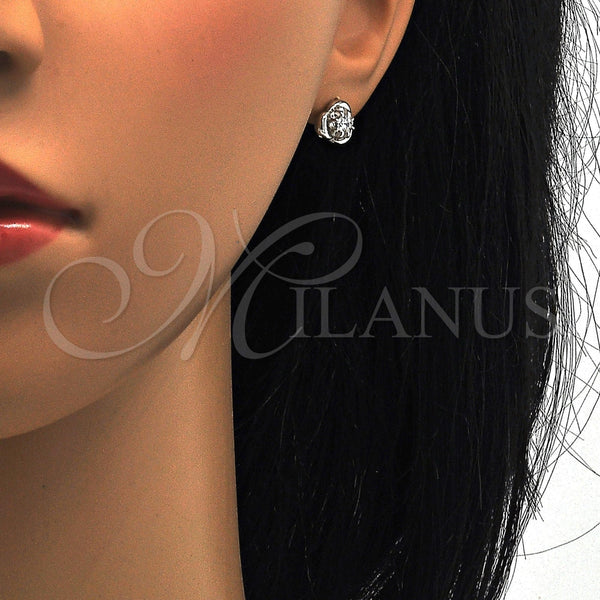 Arete Dormilona 02.285.0013 Plata Rodinada, con Zirconia Cubica Blanca, Pulido, Rodinado