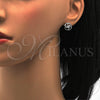 Arete Dormilona 02.285.0014 Plata Rodinada, con Zirconia Cubica Blanca y Micro Pave Blanca, Pulido, Rodinado