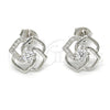 Arete Dormilona 02.285.0014 Plata Rodinada, con Zirconia Cubica Blanca y Micro Pave Blanca, Pulido, Rodinado