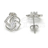 Arete Dormilona 02.285.0014 Plata Rodinada, con Zirconia Cubica Blanca y Micro Pave Blanca, Pulido, Rodinado