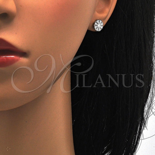 Arete Dormilona 02.285.0015 Plata Rodinada, con Micro Pave Blanca, Pulido, Rodinado