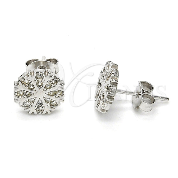 Arete Dormilona 02.285.0015 Plata Rodinada, con Micro Pave Blanca, Pulido, Rodinado