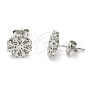 Arete Dormilona 02.285.0015 Plata Rodinada, con Micro Pave Blanca, Pulido, Rodinado