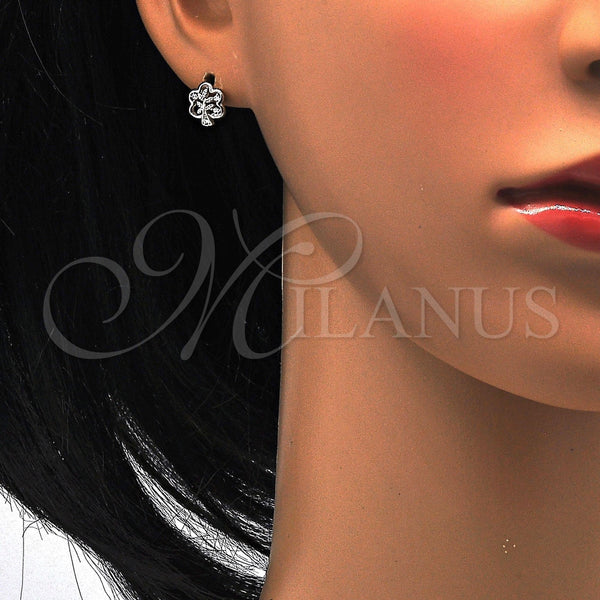 Arete Dormilona 02.285.0016 Plata Rodinada, Diseño de Ãrbol, con Zirconia Cubica Blanca, Pulido, Rodinado