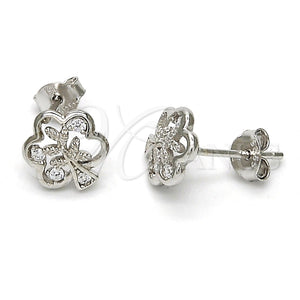 Arete Dormilona 02.285.0016 Plata Rodinada, Diseño de Ãrbol, con Zirconia Cubica Blanca, Pulido, Rodinado