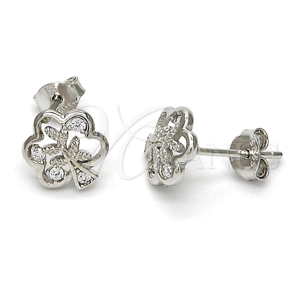 Arete Dormilona 02.285.0016 Plata Rodinada, Diseño de Ãrbol, con Zirconia Cubica Blanca, Pulido, Rodinado