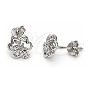 Arete Dormilona 02.285.0016 Plata Rodinada, Diseño de Ãrbol, con Zirconia Cubica Blanca, Pulido, Rodinado
