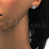 Arete Dormilona 02.285.0019 Plata Rodinada, Diseño de Flor, con Zirconia Cubica Blanca, Pulido, Rodinado