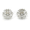 Arete Dormilona 02.285.0019 Plata Rodinada, Diseño de Flor, con Zirconia Cubica Blanca, Pulido, Rodinado