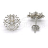 Arete Dormilona 02.285.0019 Plata Rodinada, Diseño de Flor, con Zirconia Cubica Blanca, Pulido, Rodinado