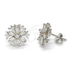 Arete Dormilona 02.285.0019 Plata Rodinada, Diseño de Flor, con Zirconia Cubica Blanca, Pulido, Rodinado