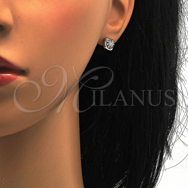 Arete Dormilona 02.285.0020 Plata Rodinada, con Zirconia Cubica Blanca, Pulido, Rodinado