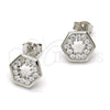 Arete Dormilona 02.285.0021 Plata Rodinada, con Zirconia Cubica Blanca, Pulido, Rodinado