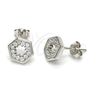 Arete Dormilona 02.285.0021 Plata Rodinada, con Zirconia Cubica Blanca, Pulido, Rodinado