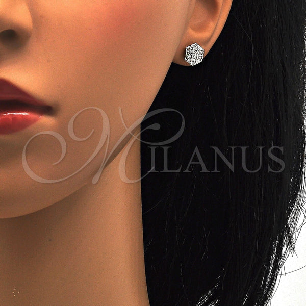 Arete Dormilona 02.285.0022 Plata Rodinada, con Zirconia Cubica Blanca, Pulido, Rodinado