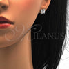 Arete Dormilona 02.285.0025 Plata Rodinada, Diseño de Flor, con Zirconia Cubica Blanca, Pulido, Rodinado