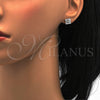 Arete Dormilona 02.285.0025 Plata Rodinada, Diseño de Flor, con Zirconia Cubica Blanca, Pulido, Rodinado