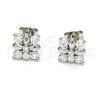Arete Dormilona 02.285.0025 Plata Rodinada, Diseño de Flor, con Zirconia Cubica Blanca, Pulido, Rodinado