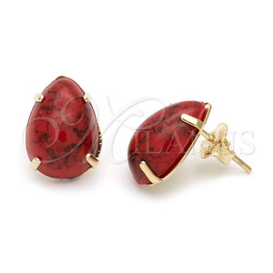 Arete Dormilona 02.65.0053.1 Oro Laminado, Esmaltado Rojo, Tono Dorado
