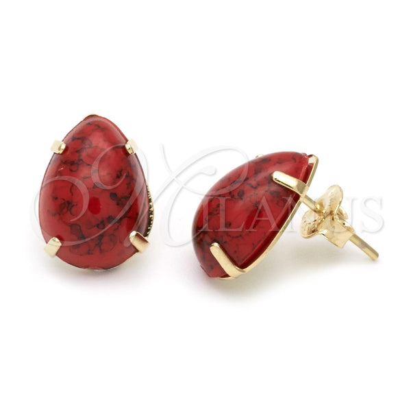 Arete Dormilona 02.65.0053.1 Oro Laminado, Esmaltado Rojo, Tono Dorado