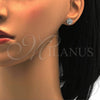 Arete Dormilona 02.285.0026 Plata Rodinada, Diseño de Flor, con Zirconia Cubica Blanca, Pulido, Rodinado