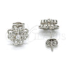 Arete Dormilona 02.285.0026 Plata Rodinada, Diseño de Flor, con Zirconia Cubica Blanca, Pulido, Rodinado
