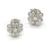 Arete Dormilona 02.285.0026 Plata Rodinada, Diseño de Flor, con Zirconia Cubica Blanca, Pulido, Rodinado