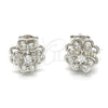 Arete Dormilona 02.285.0026 Plata Rodinada, Diseño de Flor, con Zirconia Cubica Blanca, Pulido, Rodinado