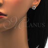 Arete Dormilona 02.285.0027 Plata Rodinada, Diseño de Estrella y Corazón, con Zirconia Cubica Blanca, Pulido, Rodinado