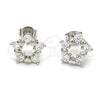 Arete Dormilona 02.285.0027 Plata Rodinada, Diseño de Estrella y Corazón, con Zirconia Cubica Blanca, Pulido, Rodinado