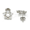 Arete Dormilona 02.285.0027 Plata Rodinada, Diseño de Estrella y Corazón, con Zirconia Cubica Blanca, Pulido, Rodinado