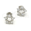 Arete Dormilona 02.285.0027 Plata Rodinada, Diseño de Estrella y Corazón, con Zirconia Cubica Blanca, Pulido, Rodinado