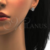 Arete Dormilona 02.285.0029 Plata Rodinada, Diseño de Flor, con Zirconia Cubica Blanca, Pulido, Rodinado
