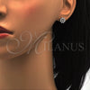 Arete Dormilona 02.285.0029 Plata Rodinada, Diseño de Flor, con Zirconia Cubica Blanca, Pulido, Rodinado