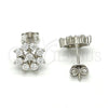 Arete Dormilona 02.285.0029 Plata Rodinada, Diseño de Flor, con Zirconia Cubica Blanca, Pulido, Rodinado